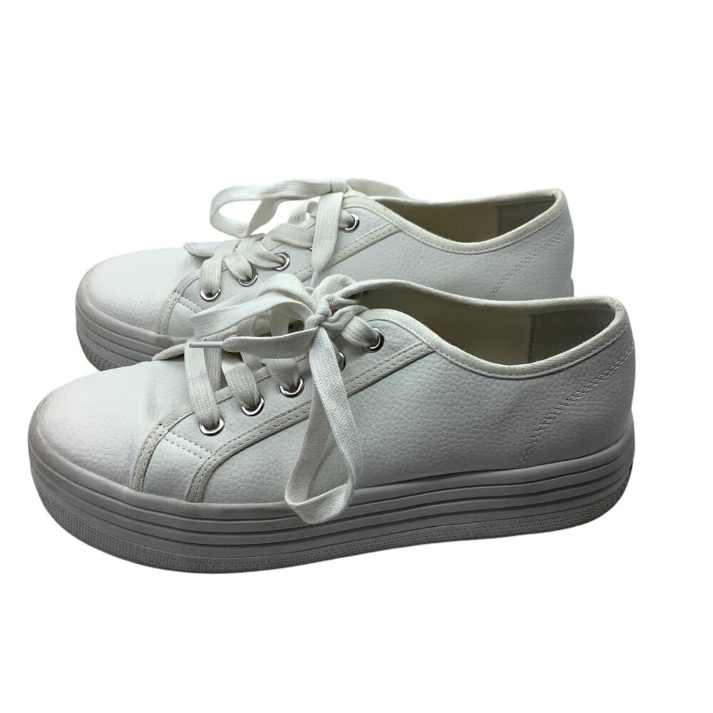 Steve Madden‎ BOBBI White Platform Sneakers Women 10 Casual Shoes Summer Beach